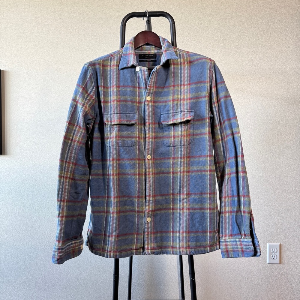 All Saints Blue and Red Plaid Casual Shirt